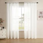 Joydeco White Sheer Curtains 72 Inch Length 2 Panels Set, Rod Pocket Long Sheer Curtains for Window Bedroom Living Room, Lightweight Semi Drape Panels for Yard Patio (54x72 inch, Off White)