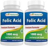 Best Naturals Folic Acid 1000 mcg (Vitamin B9), 240 Tablets (1000 mcg (Pack of 2))