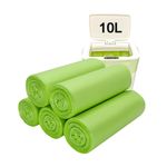 KeenKiD 10L Bin Liners 100PCS,Compostable Biodegradable Food Waste Bags,Small Green Food Caddy Bags,Clear Recycling Bags for Kitchen Office Bathroom