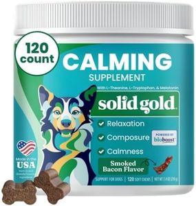 Solid Gold Calming Chews for Dogs - Soothing Snacks for Stress & Dog Anxiety Relief - Melatonin & Valerian Root - Dog Treats for Separation Anxiety Relief & Fireworks for All Breeds & Sizes - 120 Ct