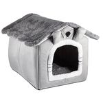 Holdfiturn Pet House 40*38*35CM Dog House Portable Cat Kennel Bed Indoor with Removable Cushion Cat Cave Warm Puppy Bed Washable Folding Soft and Comfortable Multifunctional Cube Cat House for Pets