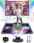 Acelufly Dance Mat - Electronic Dance Mats for TV with Camera, Anti-Slip Exercise Mat with 2 Wireless Handles & Colorful Disco Ball, Dance Pad Game for Kids and Adults, Gift for Boys and Girls(Black)