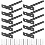 SINJEUN 10 Pcs 5 Inches Floating Shelf Brackets, Heavy Duty Invisible Hidden Shelf Support, Black T Shape Concealed Metal Bracket for Shelves Wall Mounted with Screws and Expansion Tubes