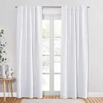 PONY DANCE White Window Curtains - 42 W x 84 L, Pure White Living Room Curtain Drapes Energy Saving Back Tab Window Treatments Thermal Insulated Panels for Home Decoration, 2 PCs