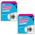 Pack of 2 x 2 Washing Machine Cleaners- 4 Sachets, Freshener and Limescale Remover for Cleaning Washing Machines Dissolves Hair, Eliminates Bad Odours Deep Clean Leaves Smelling Fresh (2 Boxes)