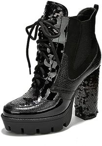 Cape Robbin Ankle Boots for Women Short - Women's Ankle Boots & Booties - Black Rhinestone Boots for Women (Nell)