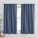 PONY DANCE Room Darkening Curtains - Bedroom Window Treatment Panels Back Tab/Rod Pocket Short Blackout Curtains Light Filtering Elegant Home Decoration, 42 by 45 Inches, Blue Haze, 1 Pair