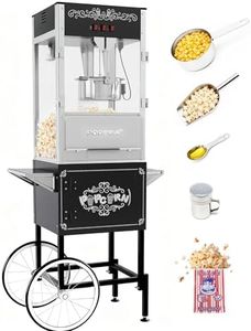 PopBria Commercial Popcorn Machine with Cart, Authentic 16oz Kettle Popcorn Maker Machine with Warming Deck, 1600W Large Popcorn Machine for Restaurant, Concession Stand, Carnival, School, Black