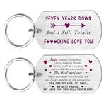 7th Wedding Anniversary Keychain Gifts for Women Men - 7 Year Anniversary Keychain Gifts for Him Her - 7 Year Down And I Still Totally Love You