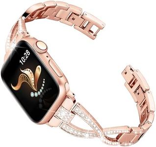 Ocaer Compatible with Apple Watch Strap 42mm 41mm 40mm 38mm, Glitter Metal iWatch Band for iWatch Series 10 9 8 7 6 5 4 3 2 1 SE, Bling Dressy Jewelry Apple Watch Band Bracelet for Women (Rose Gold)