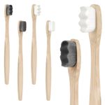 Bamboo Toothbrushes, 4 Pcs Soft Bristle Toothbrushes, Eco-Friendly Wooden Toothbrush, 100% Biodegradable Bamboo Toothbrush, BPA Free Natural Toothbrush Adult (Black and White)