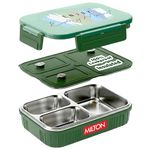 MILTON Meal Safe 3 Inner Stainless Steel Tiffin Box for School with Steam Release Plug | PU Insulated, Leak-Proof, Food Grade I Lunch Box for Kids Boys, Girls with Snap Lock Lid, 630 ml, Dark Green