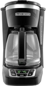 BLACK+DECKER 12-Cup Digital Coffee Maker, Programmable, Washable Basket Filter, Sneak-A-Cup, Auto Brew, Water Window, Keep Hot Plate, Black