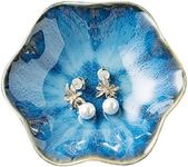 BEUNAIZER Jewelry Dish Tray, Ring Dish, Ceramic Trinket Tray, Key Bowl, Decorative Plate, Gifts for Friends Sisters Daughter Mother (starry blue) (JS202)