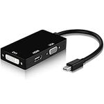 VIPMOON Thunderbolt Adapter, Mini Display Port Thunderbolt to DVI VGA HDMI 3 In 1 Adapter Video Converter Cable for 4K x 2K Resolution PC MacBook/iMac/Microsoft Surface Pro/Thinkpad (Black)