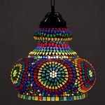 earthenmetal Surahi Shaped Size Glass Hanging lamp for Living & Home Decoration Turkish lamp | Multicolour | Bulb not Included