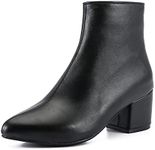 LIURUIJIA Womens Pointed Toe Ankle Boots Mid Chunky Heel Side Zipper Lined Fall Winter Fashion Boots Black 38 US 7