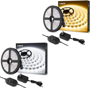 Lepro Bundle – 2 Items：Lepro LED Strip Light White, 16.4Ft Dimmable Vanity Lights, 6000K Super Bright LED Strip Light White, 16.4Ft Dimmable Vanity Lights, 3000K Super Bright