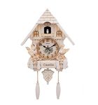 Three Secondz Cuckoo Living Bird Alarm Wall Clock (Off-White, 65 cm x 16 cm x 37 cm)