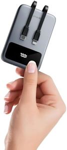 HEYMIX Mini Power Bank 10000mAh - 22.5W Portable Powerbank Built-in Cable, 3IN1 USB-C Travel Power Pack Fast Charging PD3.0/QC4.0, Battery Bank Compatible with iPhone 15/14,S24/S23/S22,iPad