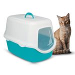 Vico Litter Tray with Hood in Turquoise/White Colour