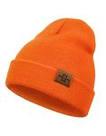 Kids Beanie Hat, Winter Toque for Boys Girls Toddler Children, Double Layer Knit Cap (Bright Orange)