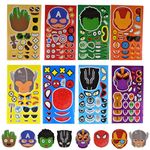 24 Sheets Party Bag Fillers for Kids DIY Make a Face Stickers, Superhero Party Bags Fillers for Boys Girls Stickers, Spider Stickers for Birthday Party Supplies Party Bag Filler Favors Stickers