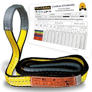 KwikSafety - Charlotte, NC - Mighty Sumo 1”x 4’ Poly Web Sling Lifting Strap Construction ASME OSHA / 3200lbs Vertical 2550lbs Choker 6400lbs Basket/Rigging Moving Towing Hoisting Gear