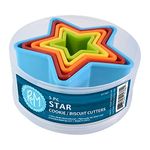 R&M International 1760 Star Cookie and Biscuit Cutters, Assorted Sizes, Bright Colors, 5-Piece Set