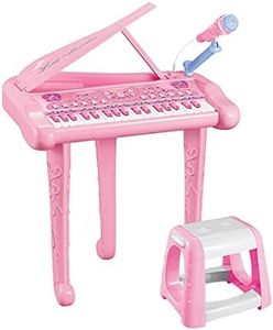 37 Key Kids Electronic Keyboard Piano Organ Toy Gift Educational Music Instrument w/Microphone & Stool,Pink