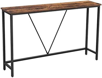 VASAGLE Console, d’Entrée, Bout de Canapé Fin pour Salon, Table de Couloir, Montage Facile, Marron Rustique et Noir d'encre LNT020B01, Bois d'ingénierie Acier allié, 120 x 23 x 74 cm
