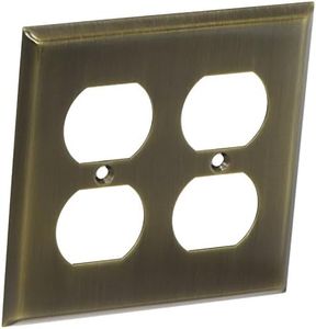 Baldwin 4771050 Outlet Beveled Edge Switch Plate, Antique Brass