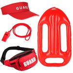 Erogeen 4Pcs Guard Costume Set Red Guard Hat Sun Visor Fanny Pack Whistle Inflatable Float for Men Women Cosplay Party (Red)