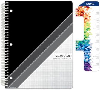 Global Datebooks Dated Middle School or High School Student Planner for Academic Year 2024-2025 Includes Ruler/Bookmark and Planning Stickers (Matrix Style - 8.5"x11" - Black Stripe)