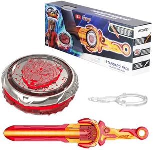 INFINITY NADO Bey Battling Blade Toys Metal Brust Pro Gyro Toys for Boys and Girls Age 5+, Battle Set for 8-12 with Spinning Top & Sword Launcher, Blazing War Bear, Flame Red