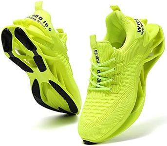 SKDOIUL Men Sport Running Sneakers Tennis Athletic Walking Shoes mesh Breathable Comfort Fashion Runner Gym Jogging Shoes Fluorescent Green Size 11.5