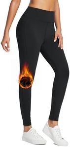 BALEAF Fleece Lined Leggings Women with Back Pockets High Waisted Water Resistant Thermal Warm Trousers Running Gym Pants Black M
