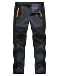 TBMPOY Men's Snow Ski Hiking Pants Waterproof Winter Fleece Lined Pants Camping Skiing Ice Fishing Pants with Belt 02 Thick Grey M