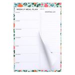 60 Sheets Weekly Meal Planner, Tear off Meal Planner and Shopping List Magnetic Shopping List Pad for Fridge Undated Fridge Notepad for Food Planning and Convenient Shopping, 7*10'' Flower Design