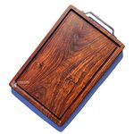 FORESTIS GALLINARIA™ Single Piece Sheesham Wood Chopping Board, Food Safe| Varnish & Polish Free| Wooden Cutting Block for Kitchen| Juice Groove| Reversible| Big Size (15x10 Inches) (Rosewood Large)