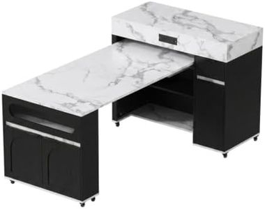 BIAIEMN 80-inch Extendable Kitchen Island with Dining Table, Rolling Cart with Storage, Mobile Folding Kitchen Table for Small S