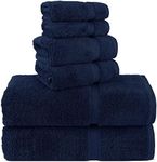 Chakir Turkish Linens 100% Cotton Premium Turkish Towels for Bathroom | 2 Bath Towels - 2 Hand Towels, 2 Washcloths (6-Piece Towel Set, Navy)