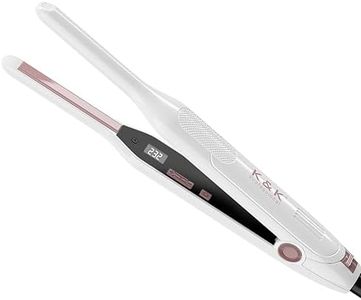 K&K Upgrade Pencil Straighteners Mini Straight and Curler Hair Straightener Thin Ceramic Floating Plate Auto Shut Off Flat Iron for Women Short Hair Men Beard 0.3 Inch (White)