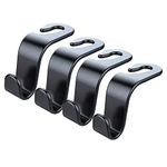 4 Pack Car Seat Hooks, Car Headrest Hooks Car Back Seat Hook, Hanger Storage Organizer Hooks for Bags Purses Handbags Coats Clothes Groceries Bags, fit Universal Vehicle, Black