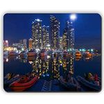 Mouse pad,Night City Buildings Night Sky Boats,Game Office Mouse pad