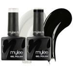 Mylee Gel Nail Polish Black & White Duo 2x8ml [Cruella] - UV/LED Nail Art Manicure Pedicure for Professional, Salon & Home Use - Long Lasting & Easy to Apply, Vegan & Cruelty Free