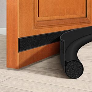 HomeProtect Door Draft Stopper 36 Inch Adjustable Door Draft Blocker Door Guard Reduce Cold Air, Light, Odor, Soundproof Door Sweep for Bottom of Door Fit for Interior/Exterior Doors, Black