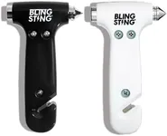 BLINGSTING Glammer Safety Hammer - Emergency Automotive Escape Hammer Tool, Seat Belt Cutter & Car Window Break Tool - White & Black, 2 Count