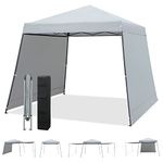 COSTWAY 3x3M Pop up Gazebo, Heght Adjustable Slant Leg Canopy Tent with 2 Sidewalls and Roller Bag, Waterproof UPF50+ Sun Protection Shade Shelter for Camping Fishing, One-person Setup