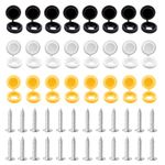 48 Pcs 304 Stainless Steel car number plate screws and caps, License Plate Screw Caps Car License Plate Fixing Devices,number plate screws and caps,Black, White and Yellow (8 Each Color)